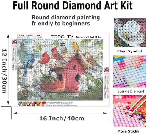 TOPCLTV Birds Diamond Art Kits for Adults, Bird Nest Diamond Painting Kits