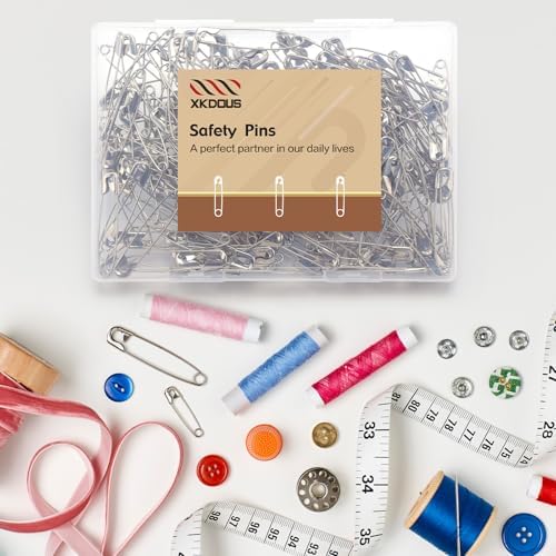 XKDOUS 2.2 Inch Large Safety Pins 200 Pcs Silver Pins Bulk