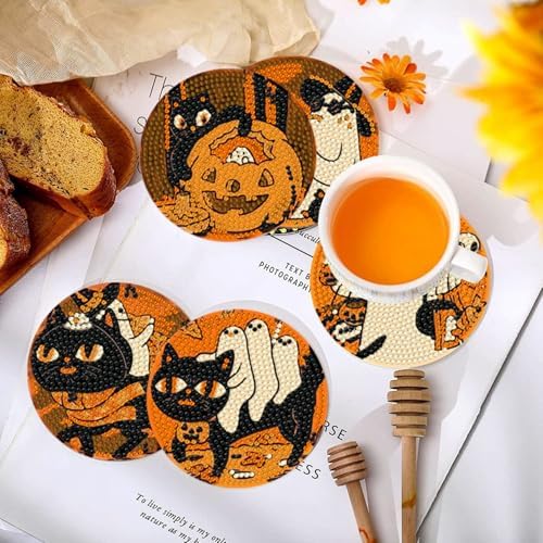 DOTSOPS 8 PCS Halloween Diamond Art Kits for Adults Diamond Art Coasters