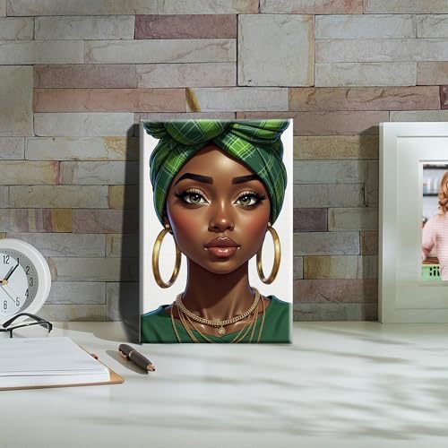HeeBenor Framed Paint by Numbers Kit for Adults, Black Women, 8x12 Inch