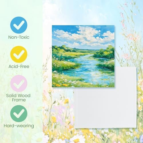 24 Pack 4x4 Inch Small Canvas Boards - Blank Primed for Painting | Premium White Cotton Canvas Boards, Triple Primed, Bulk Mini Canvases for Acrylic, Oil, Watercolor, Art Classes, DIY