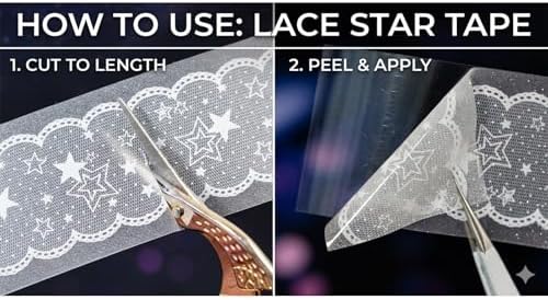 White Lace PET Tape For Journaling Retro Glitter Scrapbook Lace PET Tape Stickers Aesthetic Music Note Star Bow Rose Flower Border Stickers for Scrapbooking Supplies Planner Gift Wraping Crafts Decor