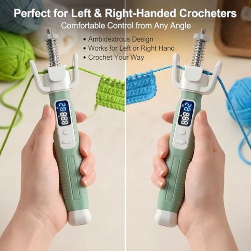 Crochet Tension Tool with Row & Stitch Counter, 2-in-1 Yarn Guide Regulator, Ergonomic for Arthritis Hands & Beginners, Left Right Handed Crochet Accessories