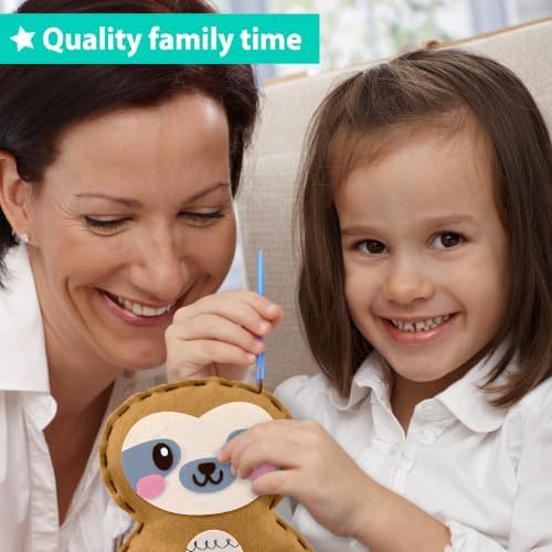KRAFUN Beginner Sewing Kit, Sew Sloth & Leaf, Pre-Cut Felt, Kids Ages 5+
