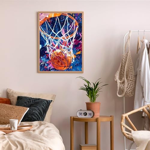 Basketball Diamond Art Kits for Adults, Diamond Painting Kits 12x16 Inch | Diamond Painting Kits for Adults Beginners, Gem Art, 5D Full Drill, DIY Arts and Crafts for Gift Home or Decor