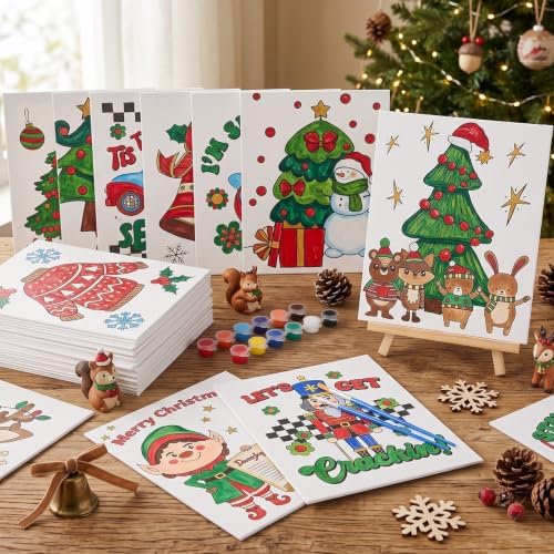 Harloon 36 Pcs Afro Queen Pre Drawn Canvas 8x10,Warm Christmas