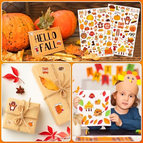 LINAYE Fall Stickers for Kids 24 Sheets 1580Pcs Autumn Leaves Stickers Bulk