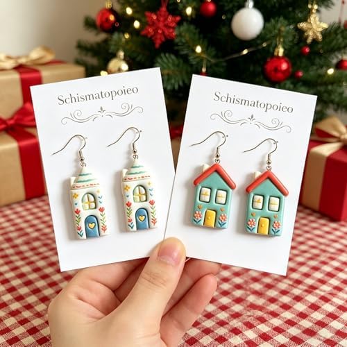 6 Pcs Cute House Polymer Clay Cutters Set - Charming Home Shapes Clay Cutters for Polymer Clay Jewelry Making, Perfect Housewarming Gift