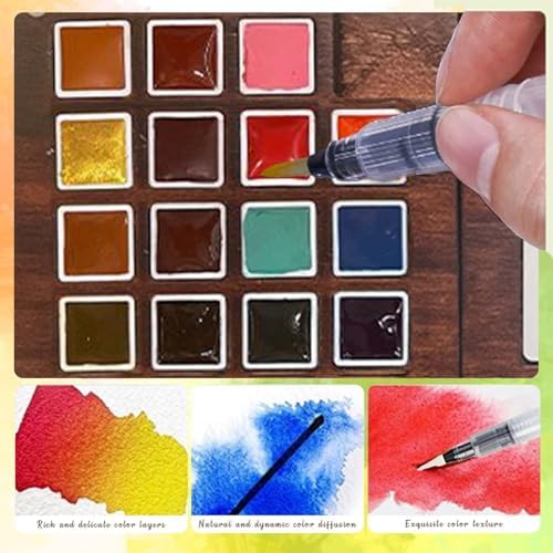 Travel Watercolor Paint Set - Pocket 15-Color Mini Kit with Sketch Pad
