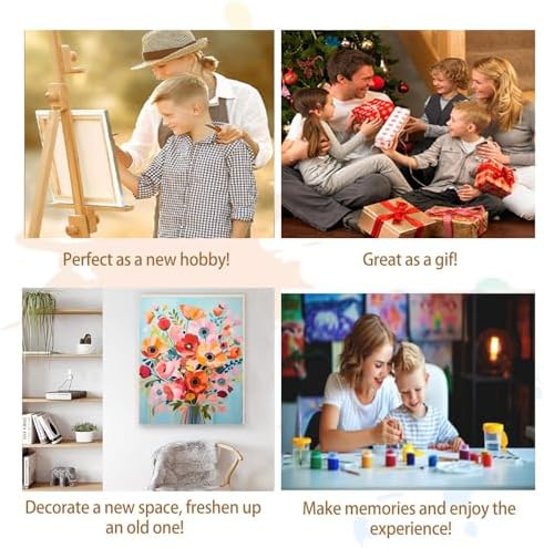 Artunion Abstract Flower Paint by Numbers Kit for Adults,Poppy Flower Paint by Number Kits, DIY Oil Painting Paint by Number Kits on Canvas Arts Craft for Home Wall Decor 16x20 Inch