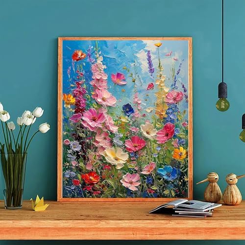 Flower Paint by Numbers for Adults with Framed Canvas - with Wooden Easel