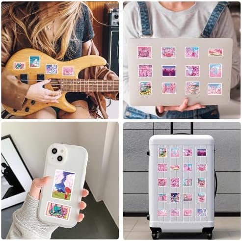 50Pcs Cherry Blossom Stickers Scrapbook, Self-Adhesive Waterproof Vinyl Sticker for Laptops, Aesthetic Decor Journal Stickers Planner Accessories for Luggage, Water Bottles