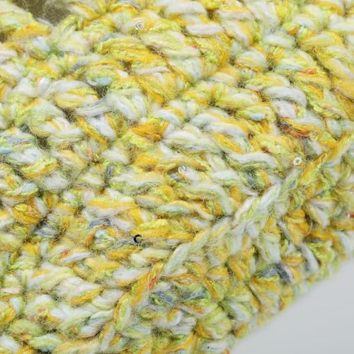 Artisanal Yarn Collection Multifiber Fancy Yarn for Knitting Crocheting Crafts DIY, Set of 3 Rolls(101 Lime & Wheat Waves)