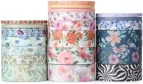 Mr. Pen- Washi Tape Set, 21 Rolls, Assorted Sizes, Floral Vintage | 5 Yards/Roll, Washi Tape for Scrapbook, Arts, Crafts, Journals and Planners