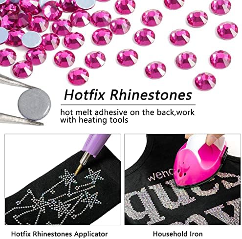 Beadsland Hotfix Rhinestones Bulk, Fuchsia, SS6, 14400pcs