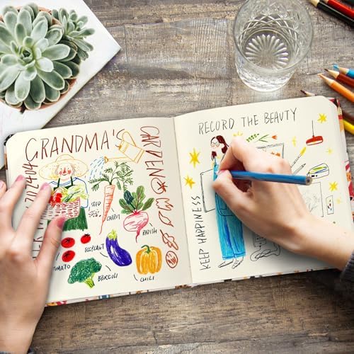 Handy Size 5 x 5 inches Sketch Book, 80GSM Acid Free Artistic Drawing Painting Writing Paper, Hardcover Cloth Cover Art Sketchbook,Journal Notebook.Beige Circus
