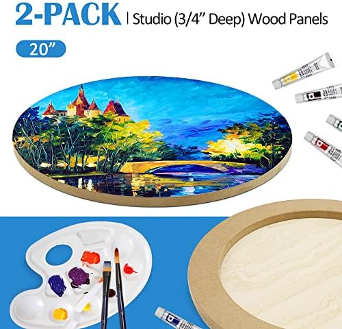 Falling in Art 2 Pack 20'' Unfinished Round Birch Wood Panels
