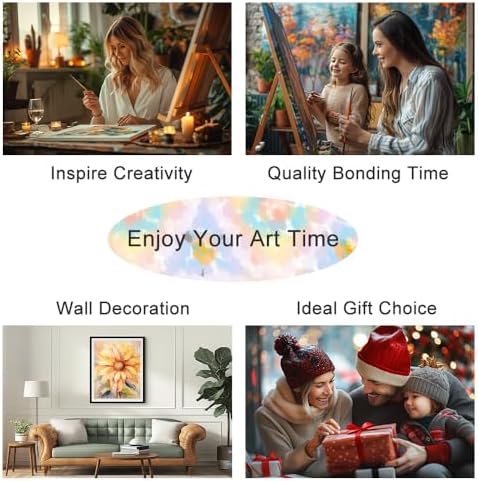 Natuyalo Paint by Numbers for Adults Beginner, Moon Phases and Flowers Adult Paint by Number Kits on Canvas, DIY Acrylic Easy Painting by Numbers for Home Wall Decor 16x20 Inch