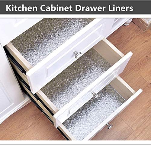 Soqool Kitchen Oil Water Proof Wallpaper, Peel and Stick Aluminum Foil Backsplash Protector, Self Adhesive Waterproof Contact Paper for Cabinet, Drawer, Shelf Liner, Countertop Cover, 15.7 x118.1 Inch