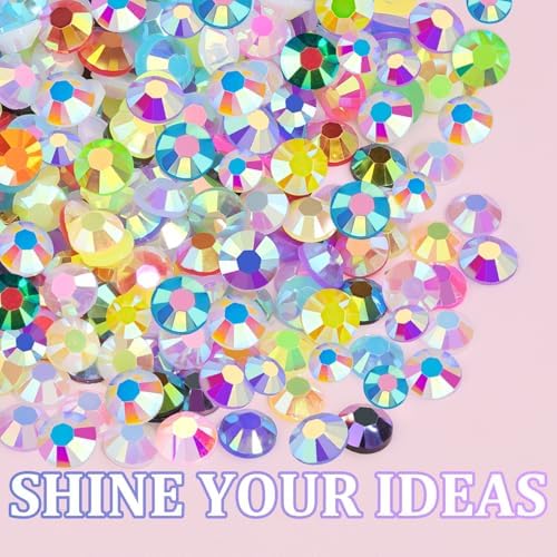 2 Boxes 4mm+5mm Jelly Rhinestones for Bedazzling, 15000Pcs Multicolor Flatback Resin Gems for Crafting, Bedazzler Kit with Tweezer for DIY Crafts Book Fabric Decor Nail Art