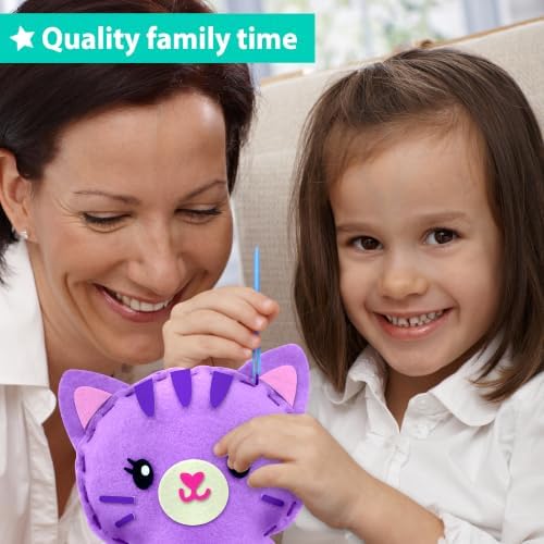 KRAFUN Beginner Sewing Kit, Sew Kitten & Mouse, Pre-Cut Felt, Kids Ages 5+