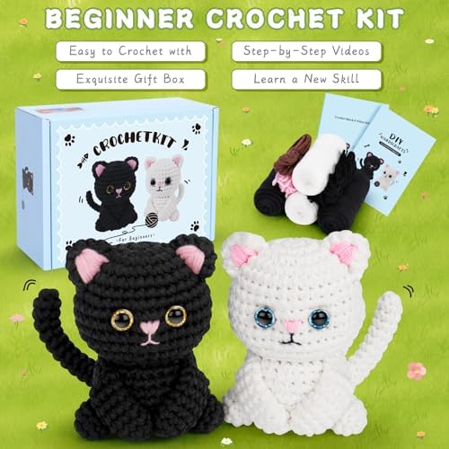 Crochet Kit for Beginners, Cat Crochet Kits Complete Starter Kit