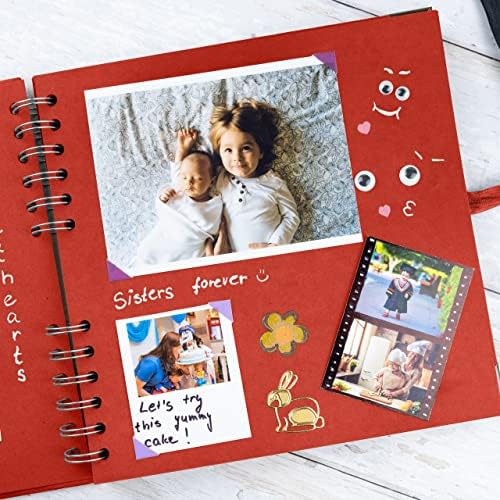 Bstorify Square Scrapbook Photo Albums 8 x 8 Inch Red Thick Paper, Hardcover, Metal Corners, Ribbon Closure - Ideal for Your Scrapbooking Albums, Art & Craft Projects | Hardcover with Thick 200 GSM Kraft Paper, Ideal for Your Scrapbooking Albums, Art &...