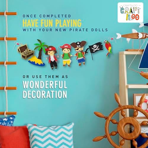 Pirates Sewing Kit for Kids Ages 8-12 - Pre-Cut Felt Pillow Plush Craft