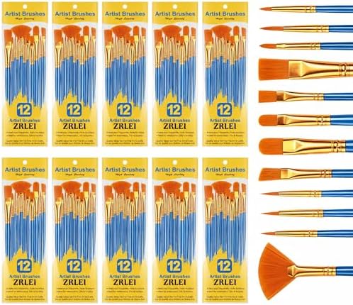 Paint Brushes Set, 10Pack/120Pcs Round Pointed Tip Artist Paintbrushes for Acrylic Painting Oil Watercolor Oil Watercolor & Miniature Painting, Suitable for Kids & Adults,Blue