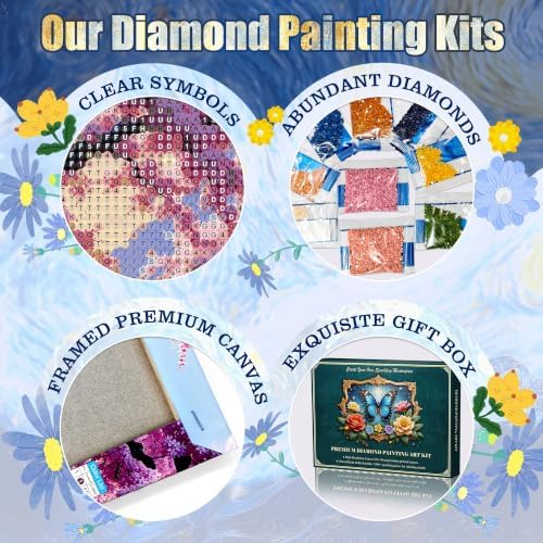 JOOZ Sakura Diamond Painting Kits for Adults with Frame, 8x12 Inch