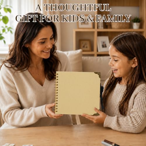 Scrapbook Photo Album 8"x8" 30 Sheets 60 Pages Kraft Paper Ribbon Closure