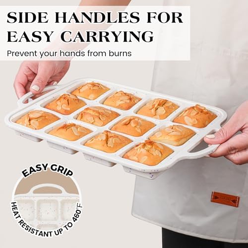Mini Brownie Pan with Dividers, 12 Cup Square, Cream