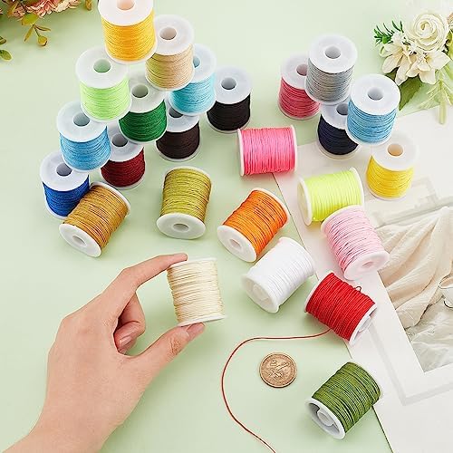 PH PandaHall 0.8mm Nylon String Beading Thread 25 Colors Chinese Knotting, Kumihimo Macrame Cord Wind Chime Blinds String for Macrame Friendship Bracelets Christmas Ornament, 250 Yards