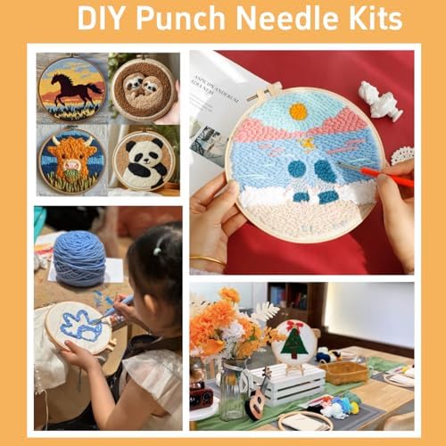 Punch Needle Kits for Beginners Beach and Starfish Sea Shells 20x20cm-3