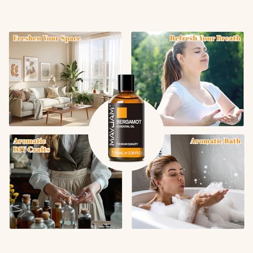 MAYJAM Bergamot Essential Oil for Diffuser Soap Candle Making, 3.38FL.OZ