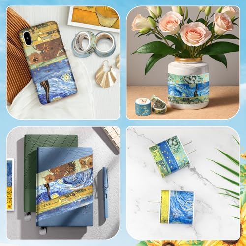 Gold Vintage Washi Tape, 10 Rolls Aesthetic Decorative Foil Masking Tape Set with Gift Box, Decorative Tape for Bullet Journal, DIY Craft, Scrapbook Supplies