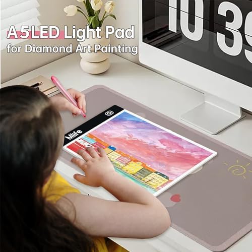 Mlife A5 Diamond Art Painting Light Board-Drawing Copy Board Light Box For Tracing, LED Light Table For Diamond Art Painting,USB Powered Ultra-Thin Light Pad For Sketching, Animation,Embroidery,Tattoo