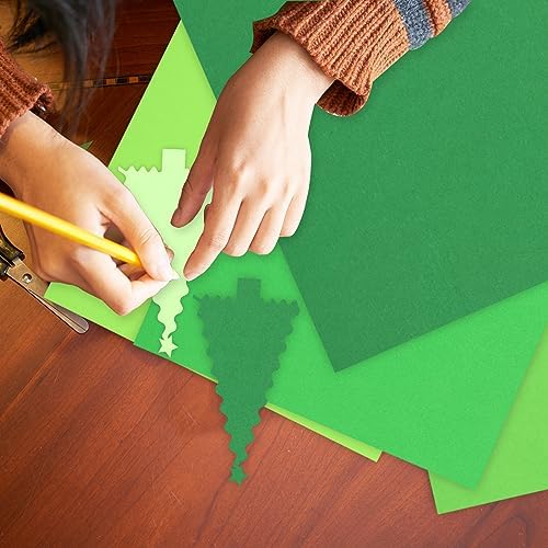 Whaline 50 Sheets 8.5 x 11 Inch Assorted Green Colored Card Stock Paper 5 Assorted Colors Solid Core Crafts Scrapbook Paper for Print DIY Arts Crafts Making Christmas School Office Home Supplies, 65lb