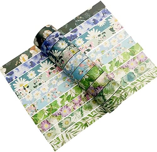 Spring Flower Washi Tape Set 10 rolls - 15 mm Floral Decorative Tape