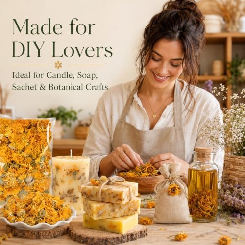 Sukh 6oz Dried Calendula Flowers Bulk - Natural Marigold for Soap Making