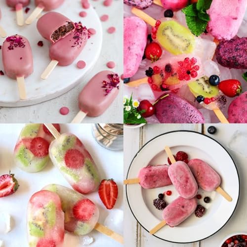 Sakolla 3 Pcs 4 Cavity Mini Popsicle Silicone Molds with 100 Wooden Sticks