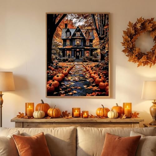 Halloween Paint by Numbers Kit for Adults,Haunted House Paint by Number