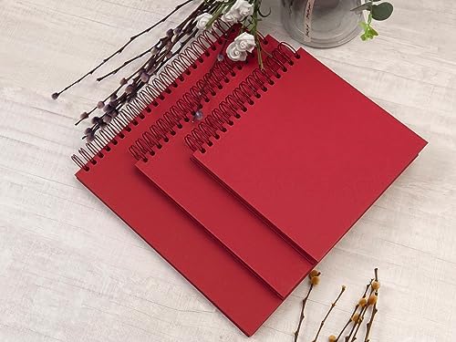 potricher 12 x 12 Inch Large DIY Scrapbook Photo Album 80 Pages, Red | Thick Kraft Paper Scrap Book Photo Albums, Memory Book for Wedding, Anniversary, Baby, Family, Travel, DIY Projects