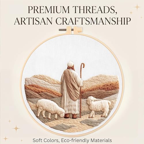 Harimau Adult Beginner Embroidery Starter Kit, Complete Set with 4 Patterns, 2 Hoops, Needles, Scissors, Instruction Guide & Stitching Video Tutorials