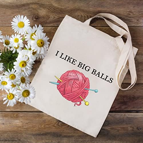 JXGZSO Crochet supplies Bag Knitting Project Gift I Like Big Balls Make Up Bag Funny Knitting Gift For Knitter (i like big balls shopping)