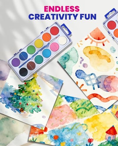 30 Pack Watercolor Paint Set, 12 Colors Watercolor Paint Set Bulk with Paint Brushes, Washable Paint, Art Supplies for Classroom, Parties