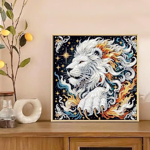 AiYuanzsh 5D Special Shaped Diamond Painting Kit - Mighty King Lion Design, Unique Crystal Rhinestone Diamond Art Set for Beginners and Adults, Perfect for Home Wall Decor and Holiday Gifts