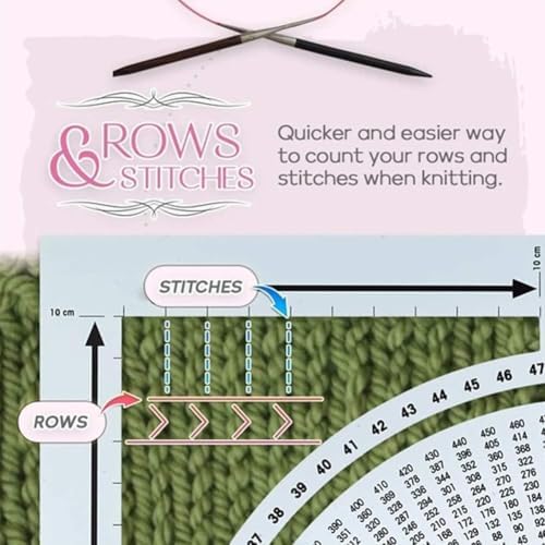Knitting Gauge Converter Tool & Stitch Calculator - Double-Sided Scale Knitting Ruler with Counting Frame for Sweater & Crochet Works - Easy to Read Knitting Tools & Craft Supplies (1 Count)