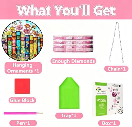Tabszca Book Flower Hanging Diamond Art Kits for Adults, Pendant Suncatcher