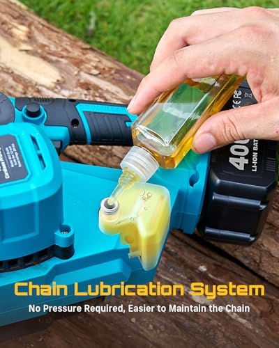 SEESII 12-Inch Electric Chainsaw Cordless, Brushless Motor | 2 x 4.0Ah Battery, Auto Oiling, Tree Saw with Tool-free Chain Tension, Wood Cutting Trimming Branch, Yard Work